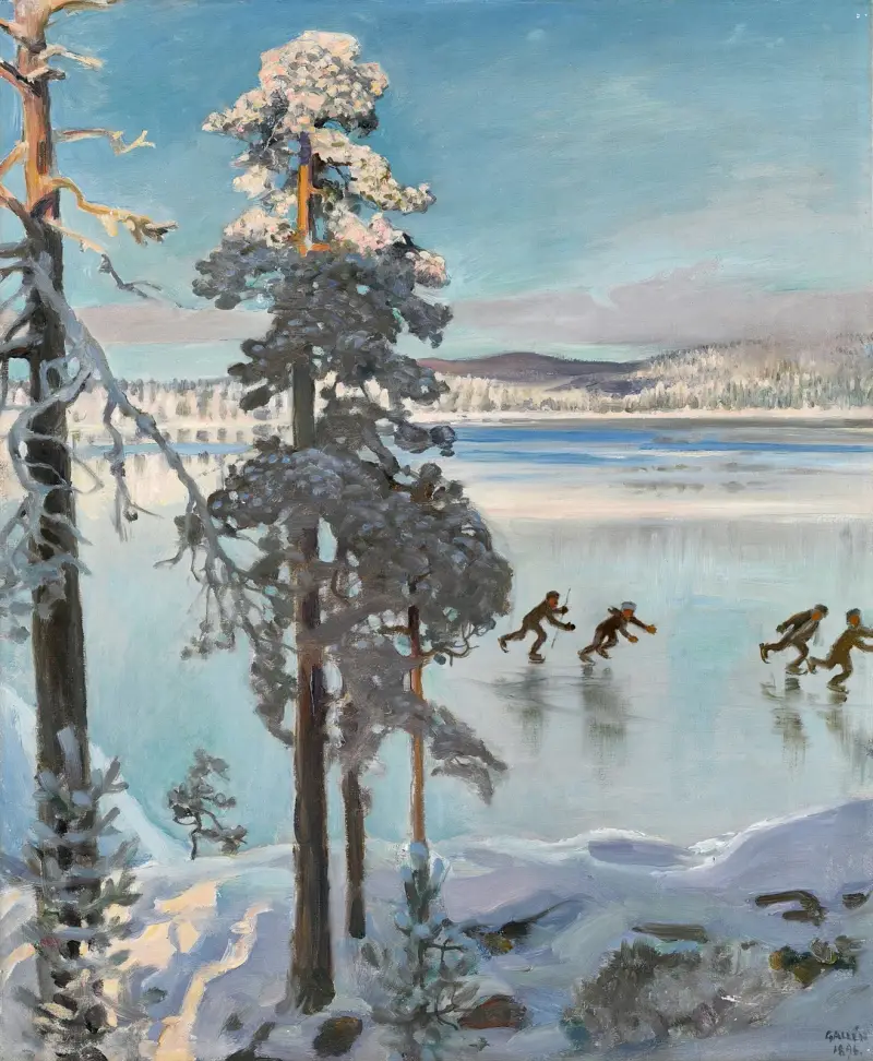 Skaters on Lake Ruovesi av Akseli Gallen-Kallela
