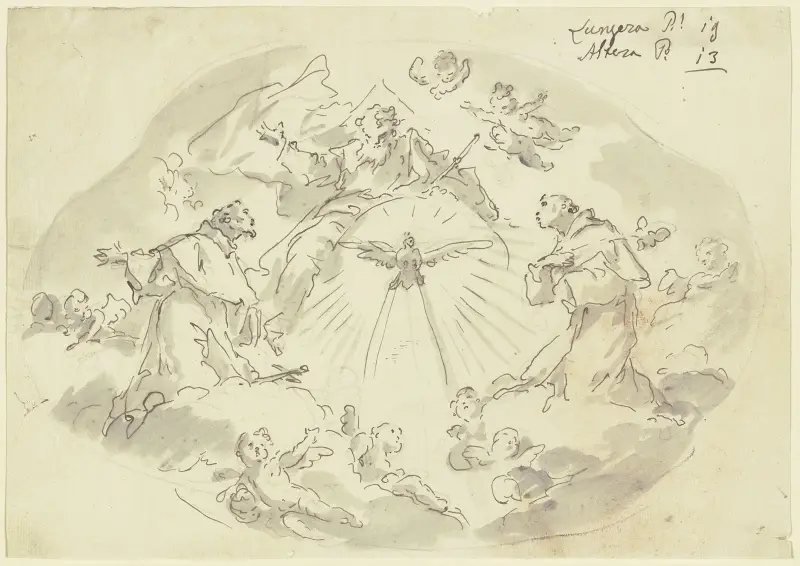 De heliga Franciskus och Antonius inför Gud Fadern av Gaspare Diziani