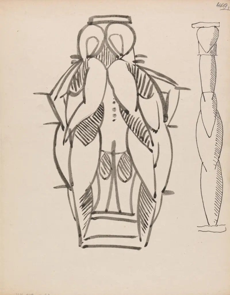 Zwei Studien für eine skulpturale Säule von Henri Gaudier-Brzeska