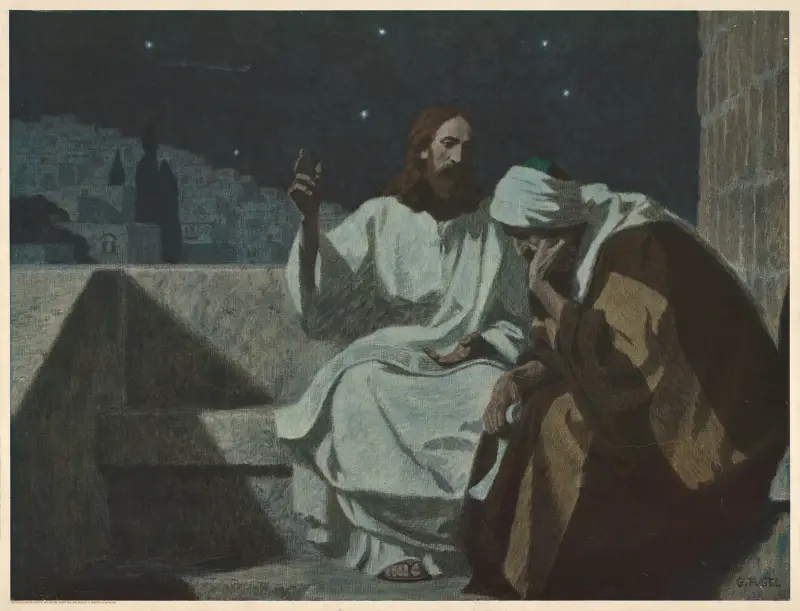 Jesus och Nikodemus av Gebhard Fugel