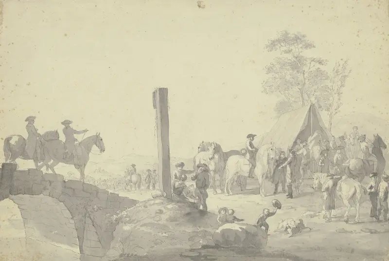 Scen med soldater i läger av Johann Georg Pforr