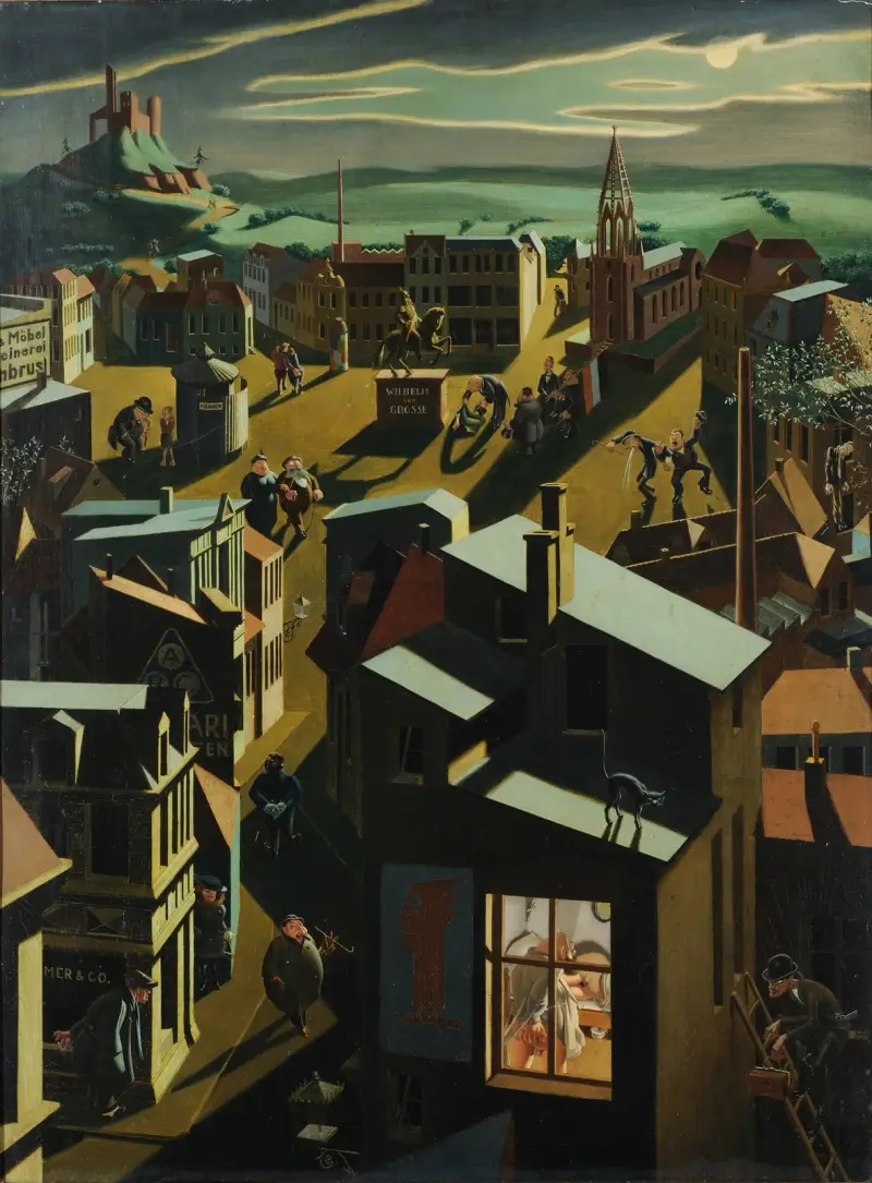 German Small Town by Night av Georg Scholz