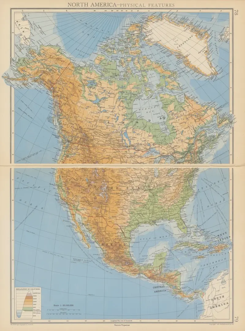 Nordamerika – physische Merkmale von John George Bartholomew