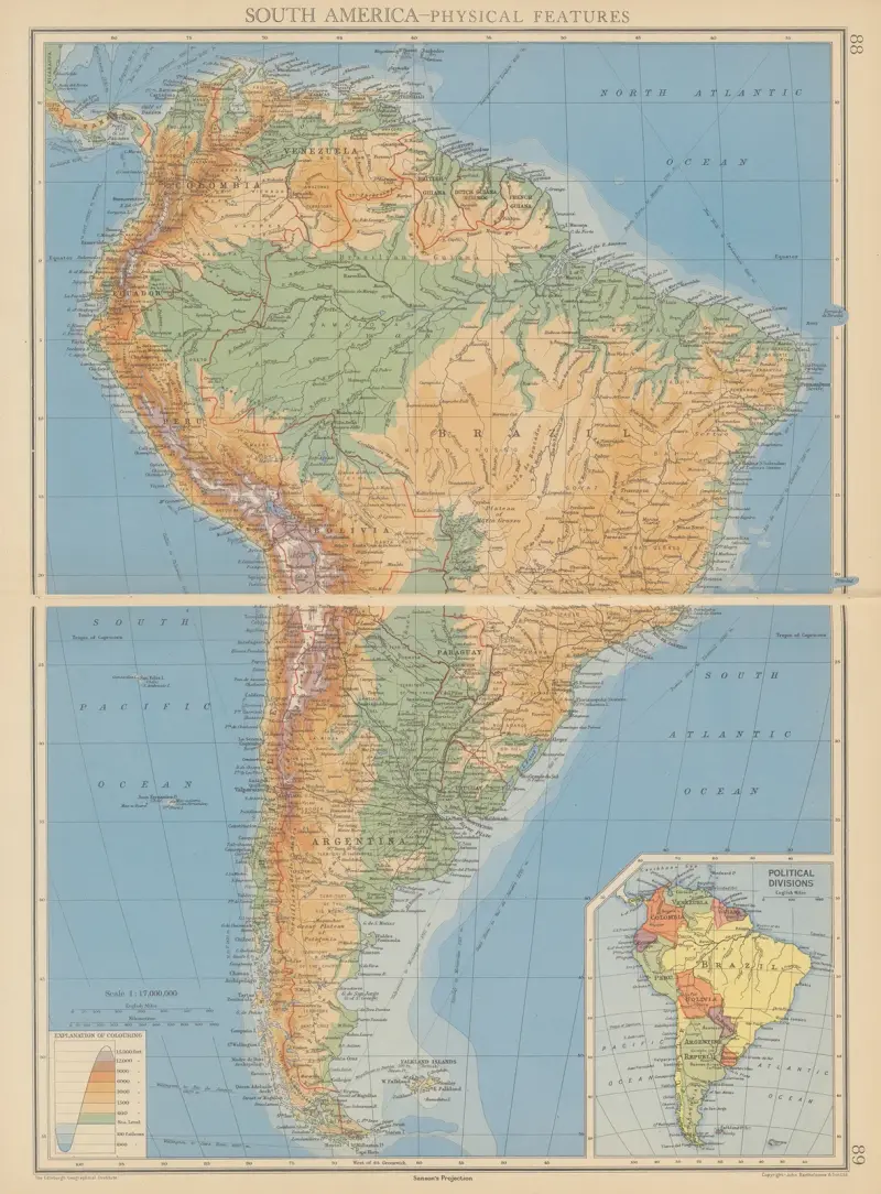 South America – Physical Features von John George Bartholomew