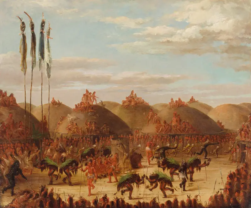 Büffeltanz, O-Kee-Pa-Zeremonie der Mandan von George Catlin