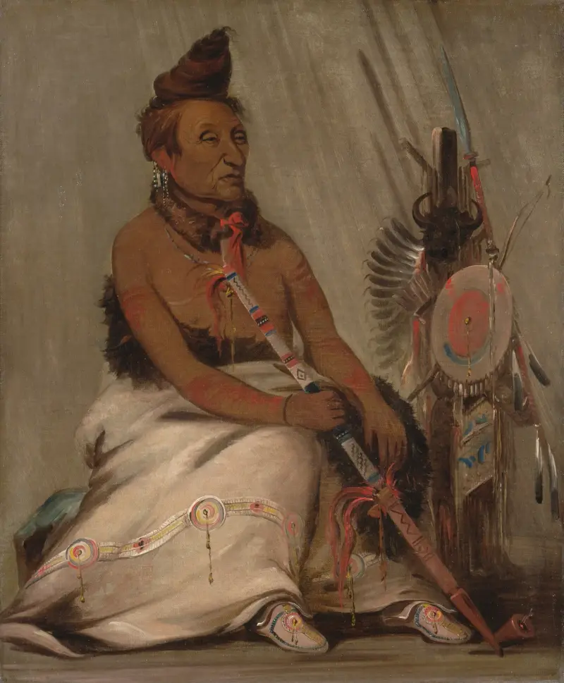 Eh-Toh’k-Pah-She-Pée-Shah, Black Moccasin, gealterter Häuptling von George Catlin