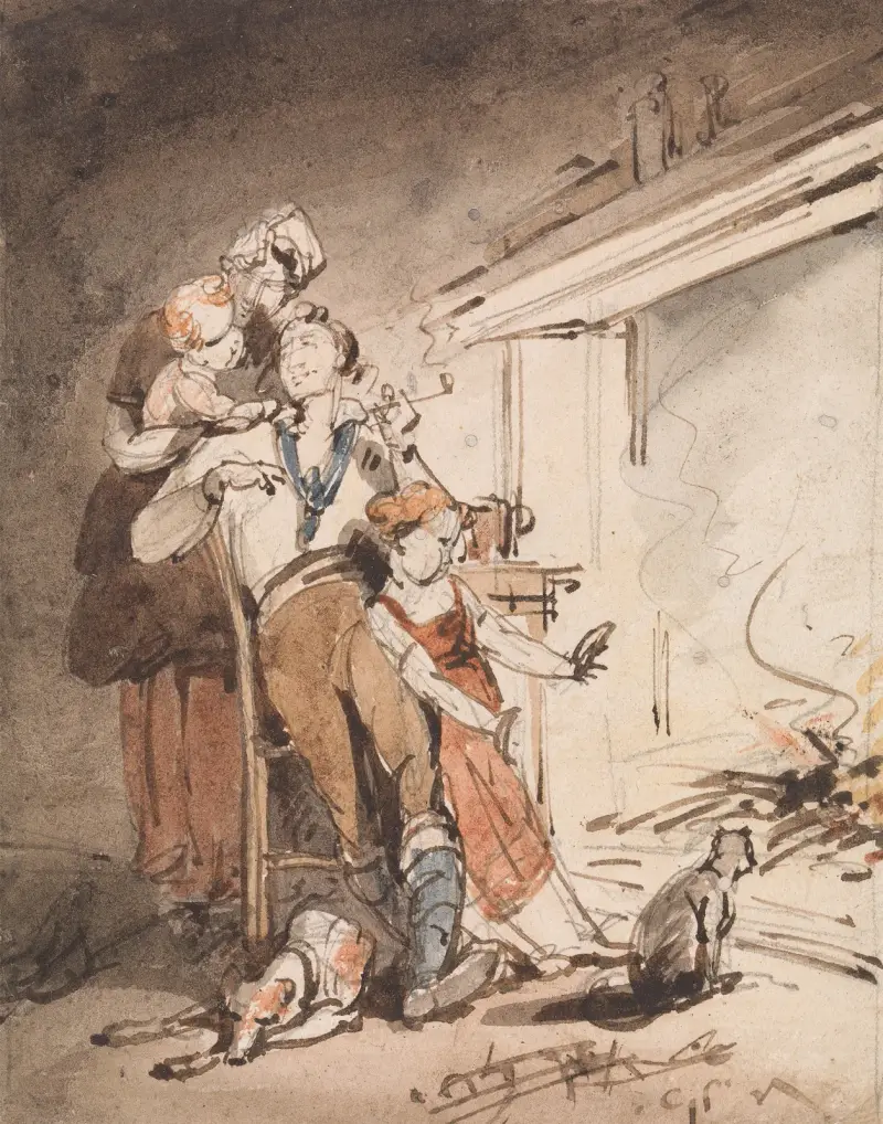 En sjöman och hans familj av George Chinnery