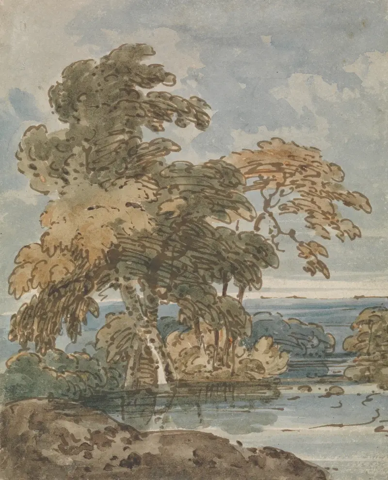 Trees by a River, George Chinnery