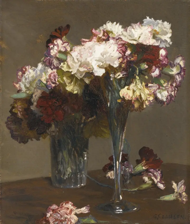 Stilleben med nejlikor av Sir George Clausen