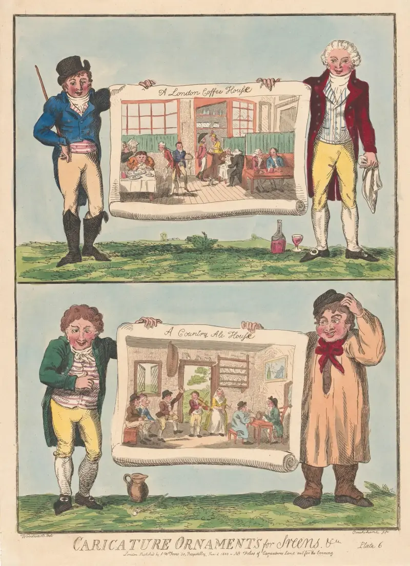 Ett kaffehus i London, ett ölstuga på landet av George Cruikshank