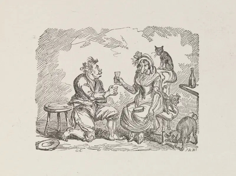 Illustrationer till The Universal Songster, plansch 12 av George Cruikshank