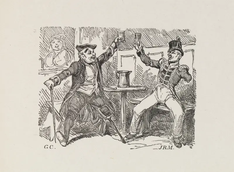 Illustrationer till The Universal Songster, plansch 14 av George Cruikshank