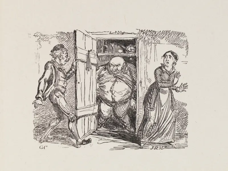 Illustrationer till The Universal Songster, plansch 17 av George Cruikshank