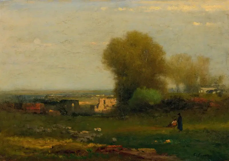 Vid den gamla akvedukten, Campagna, Italien av George Inness