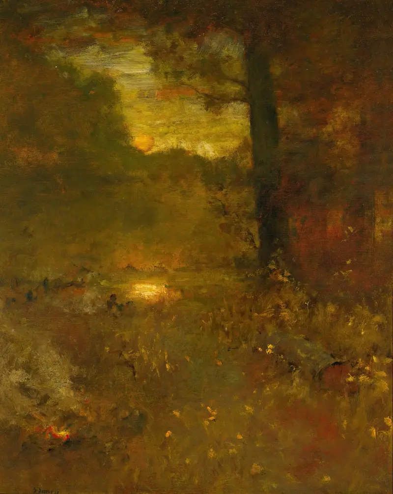 Landscape At Sundown; The Close Of Day (The Veteran’s Return) av George Inness