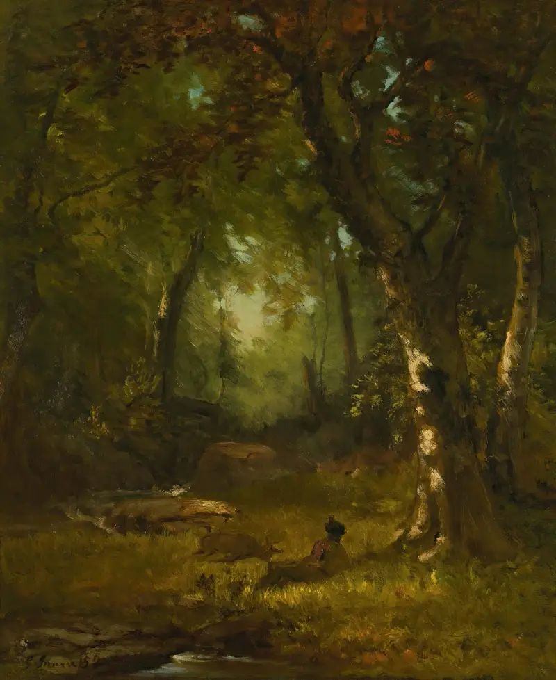 Krajina s lovcem, George Inness