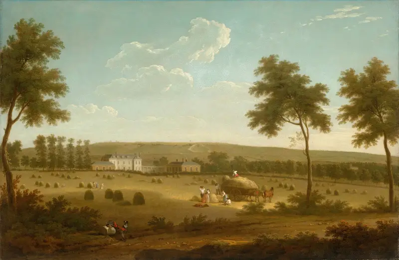 Sydostlig vy över Leybourne Grange, Kent av George Lambert