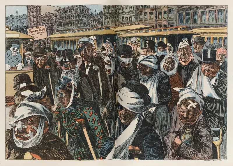 Årlig parad för klubben för kryckburna spårvagnsförare av George Luks