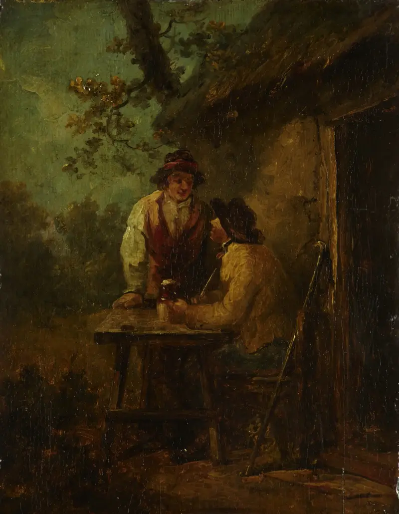 Peasants in front of a Hut av George Morland