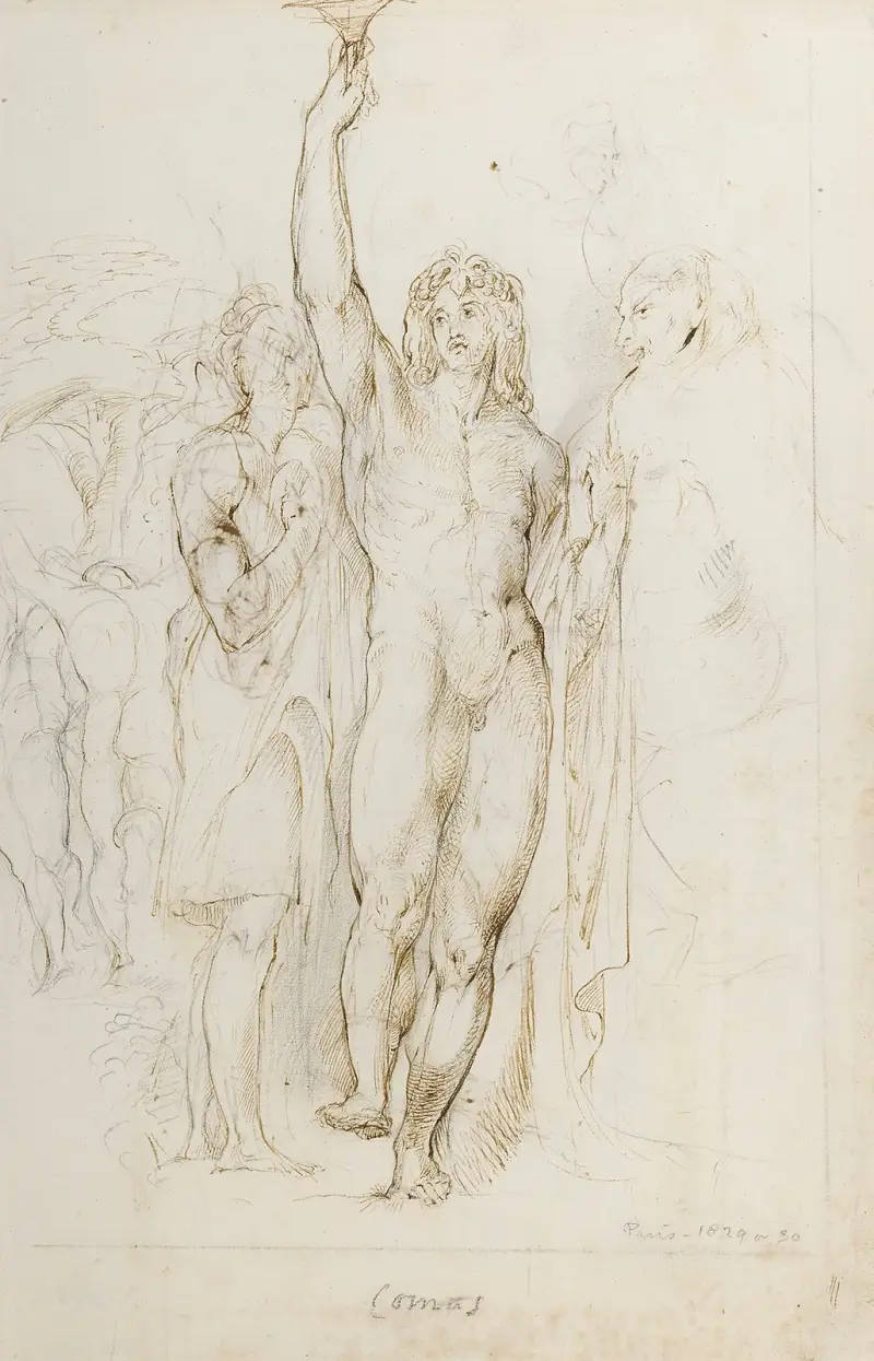 Studie av Comus som bär sin bägare av George Richmond