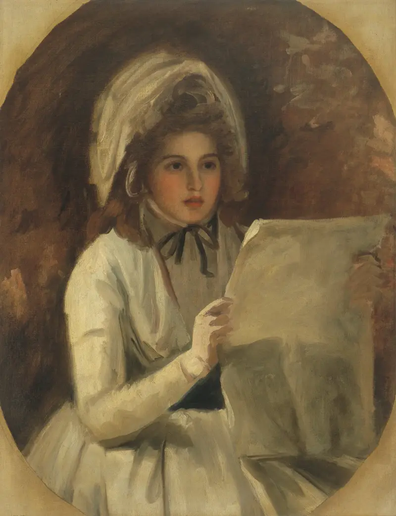 Lady Hamilton som 'Serena' läsande en tidning av George Romney