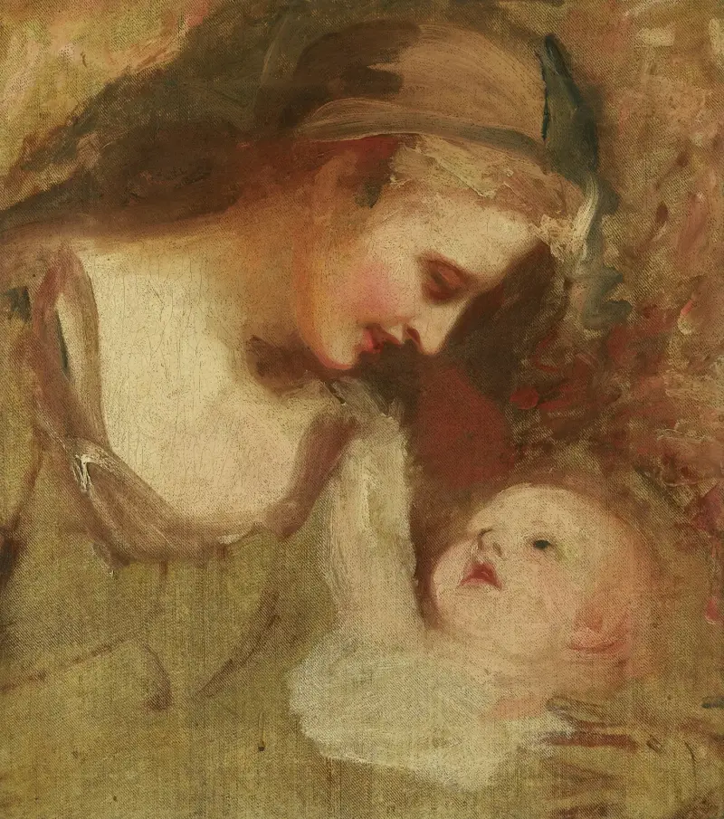 Skiss av en mor och ett barn av George Romney