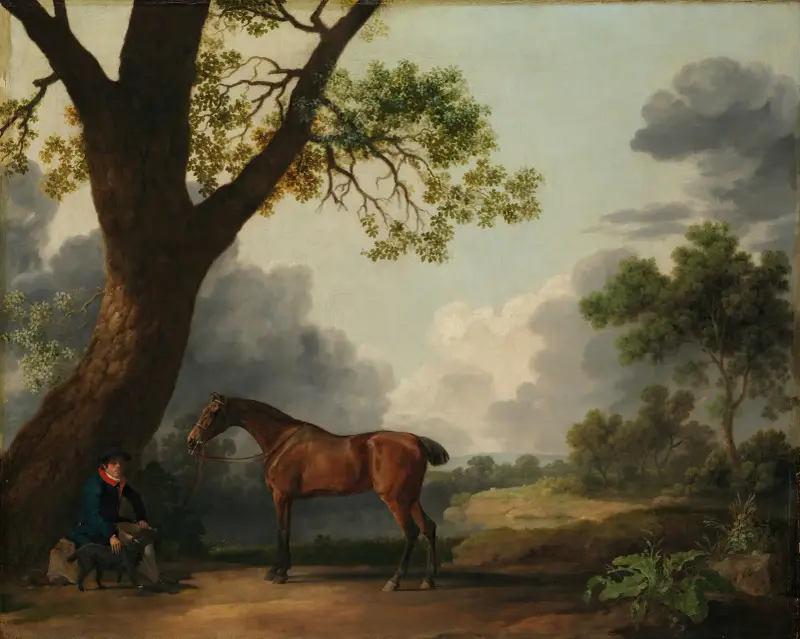 Der dritte Herzog von Dorsets Jagdpferd mit Reitknecht und Hund von George Stubbs