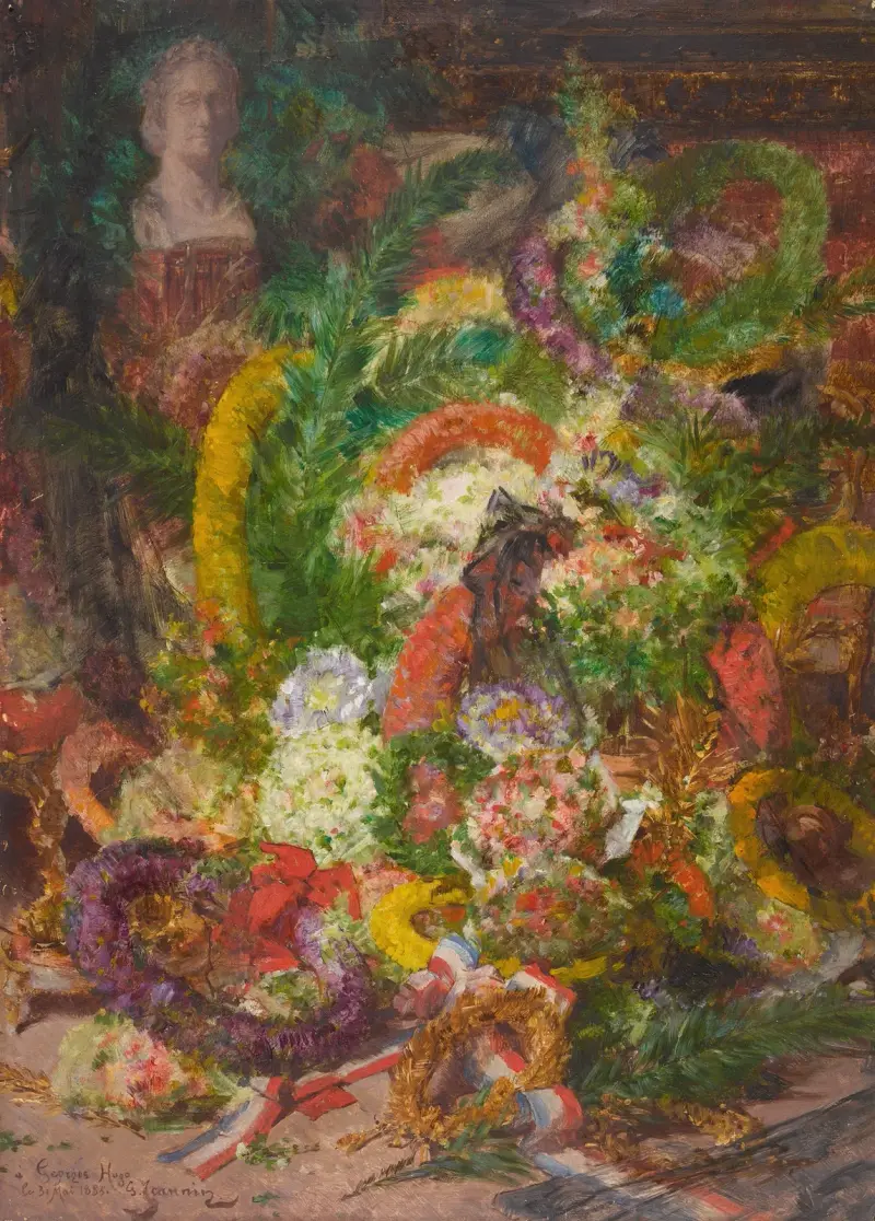 Blommor och kransar i dödsrummet av Georges Jeannin