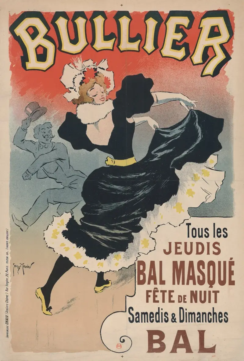 Bullier. Varje torsdag maskeradbal, nattfest. Lördagar och söndagar bal av Georges Meunier