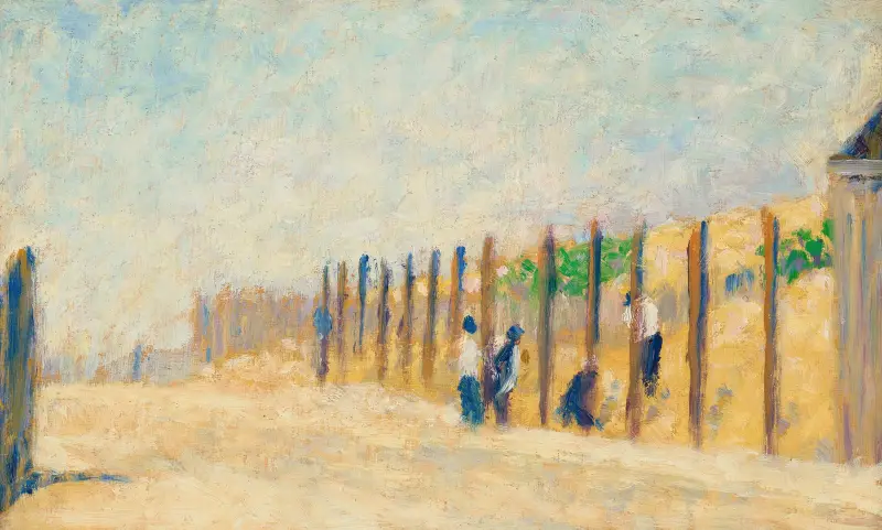 Arbetare som slår ned pålar av Georges Seurat