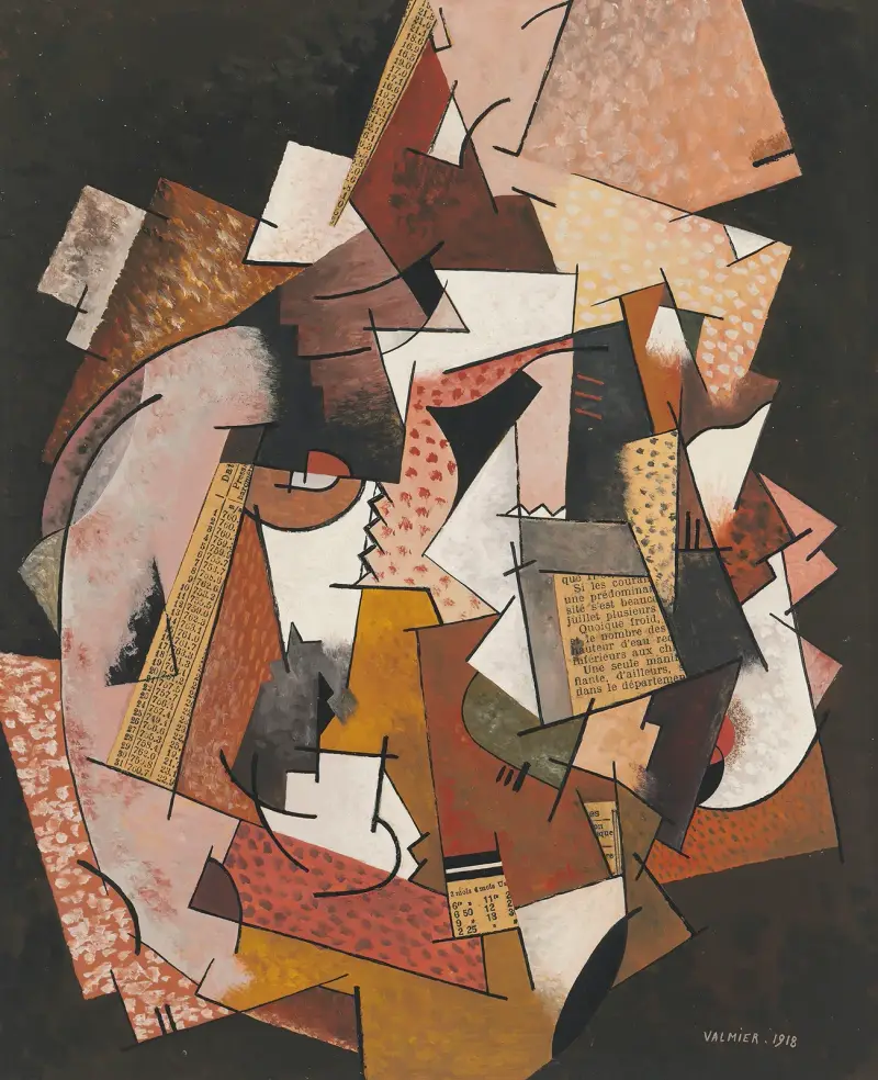 Komposition mit Zeitungspapier von Georges Valmier