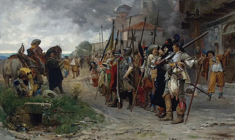 Roll-Call After The Pillage (L’appel Aprés Le Pillage) av Jehan Georges Vibert