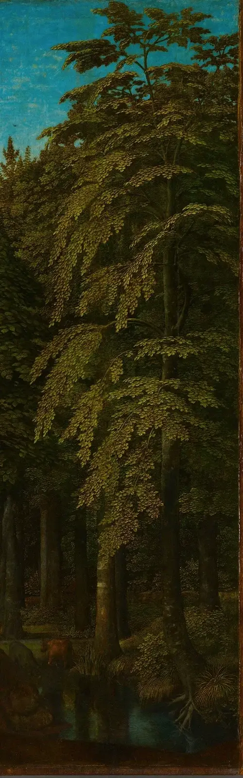 Vy i en skog, yttre högra flygeln av en triptyk av Gerard David