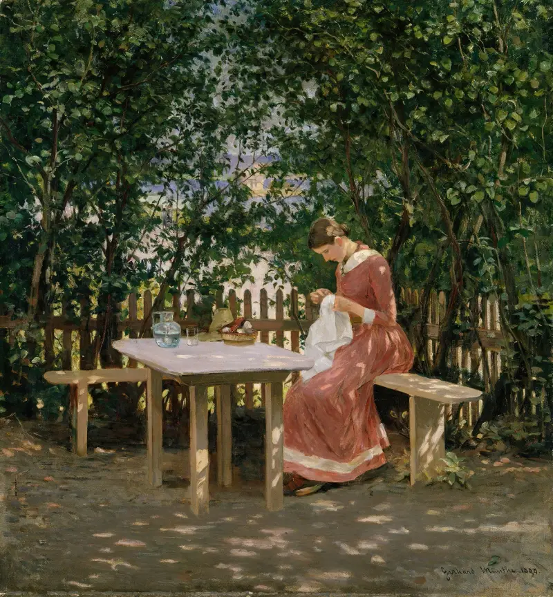 Konstnärens hustru i bersån av Gerhard Munthe
