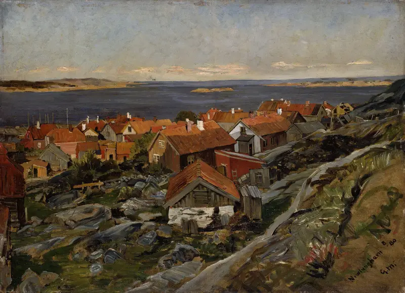Vy över Nevlunghavn av Gerhard Munthe