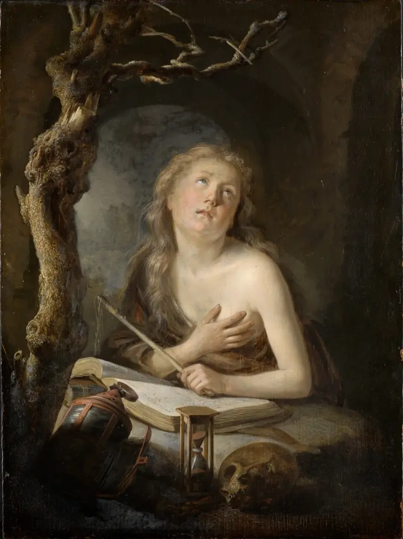Die büssende Maria Magdalena in der Einöde av Gerrit Dou