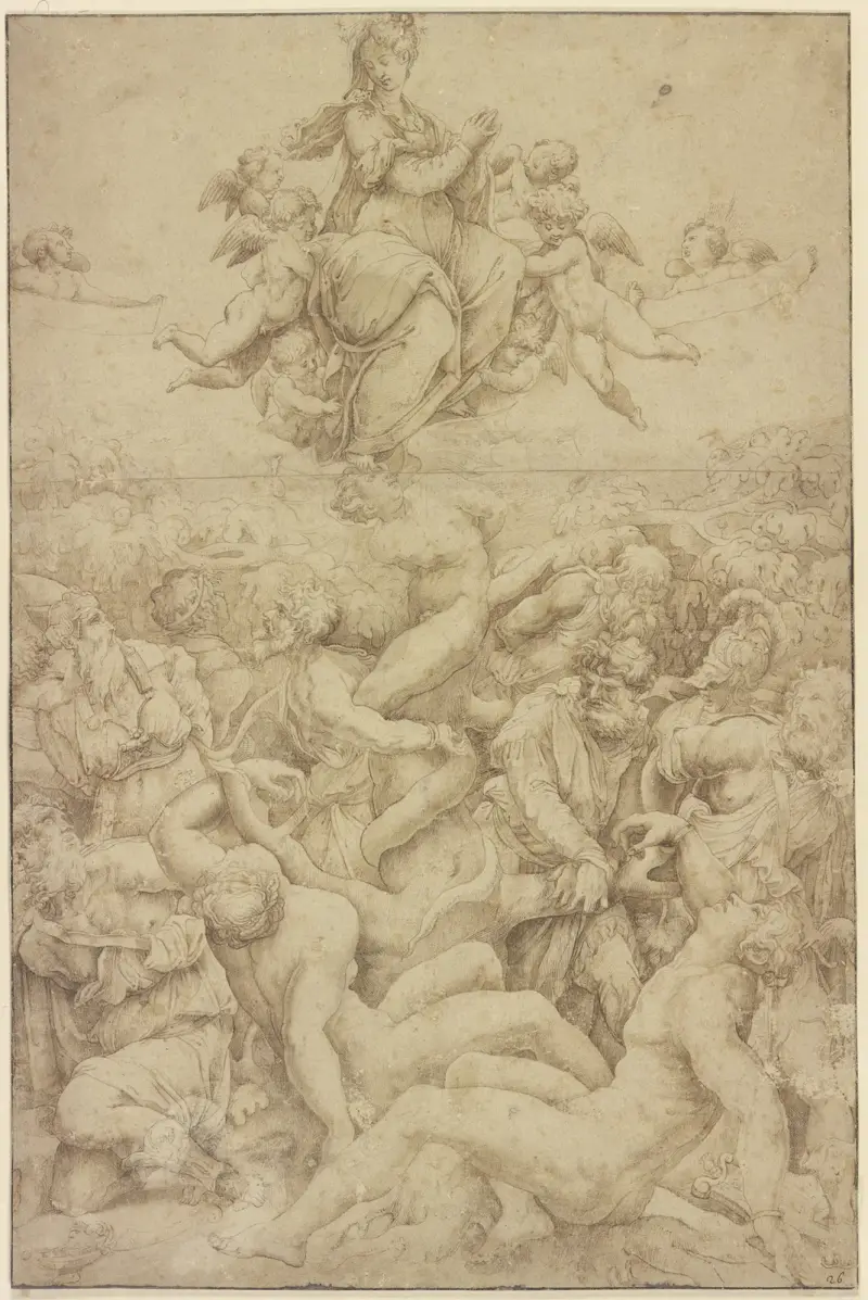 Maria buren av änglar som segrar över ormen och hedendomen av Giorgio Vasari