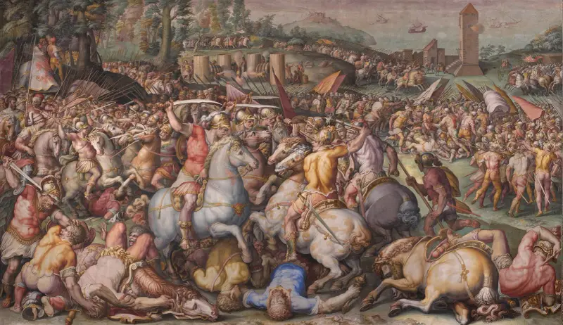 Die Flucht der Pisaner bei Torre San Vincenzo von Giorgio Vasari