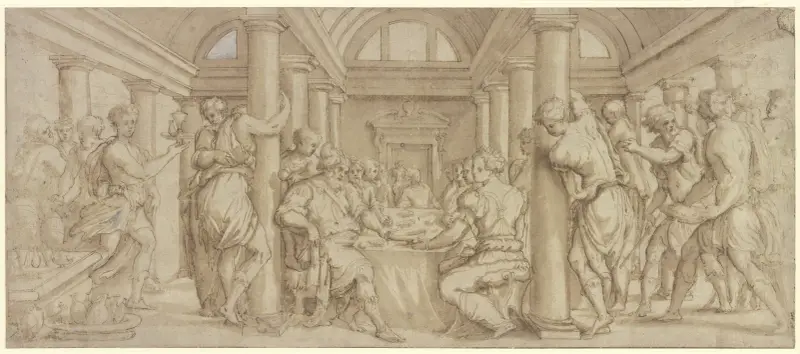 Esters och Ahasverus bröllop av Giorgio Vasari