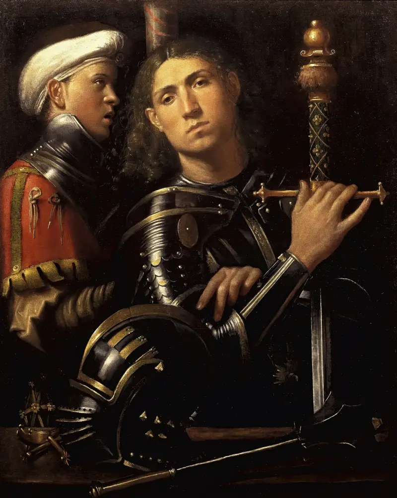 The ‘Gattamelata’. Man in armour with a squire, Giorgione