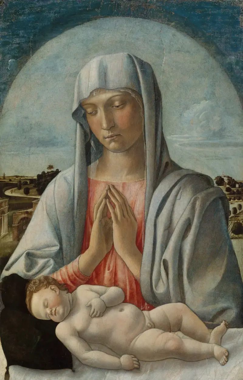 Madonnan som tillber det sovande barnet av Giovanni Bellini