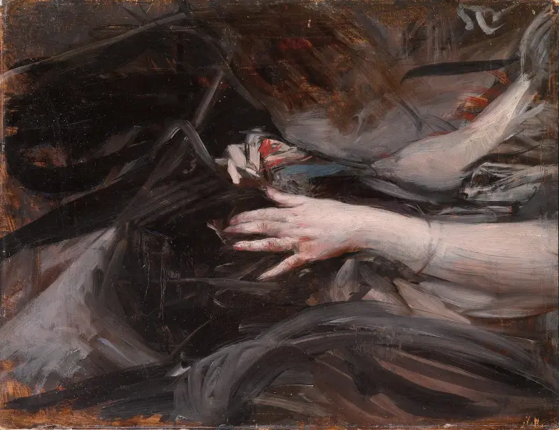 Kvinnohänder som syr av Giovanni Boldini