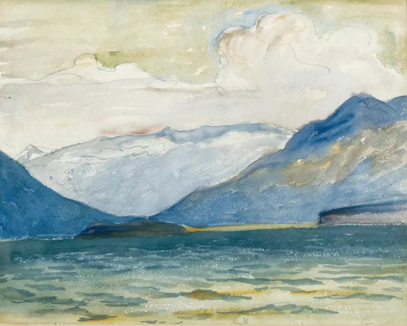 Vy från Plaun da Lej mot Chasté-halvön av Giovanni Giacometti