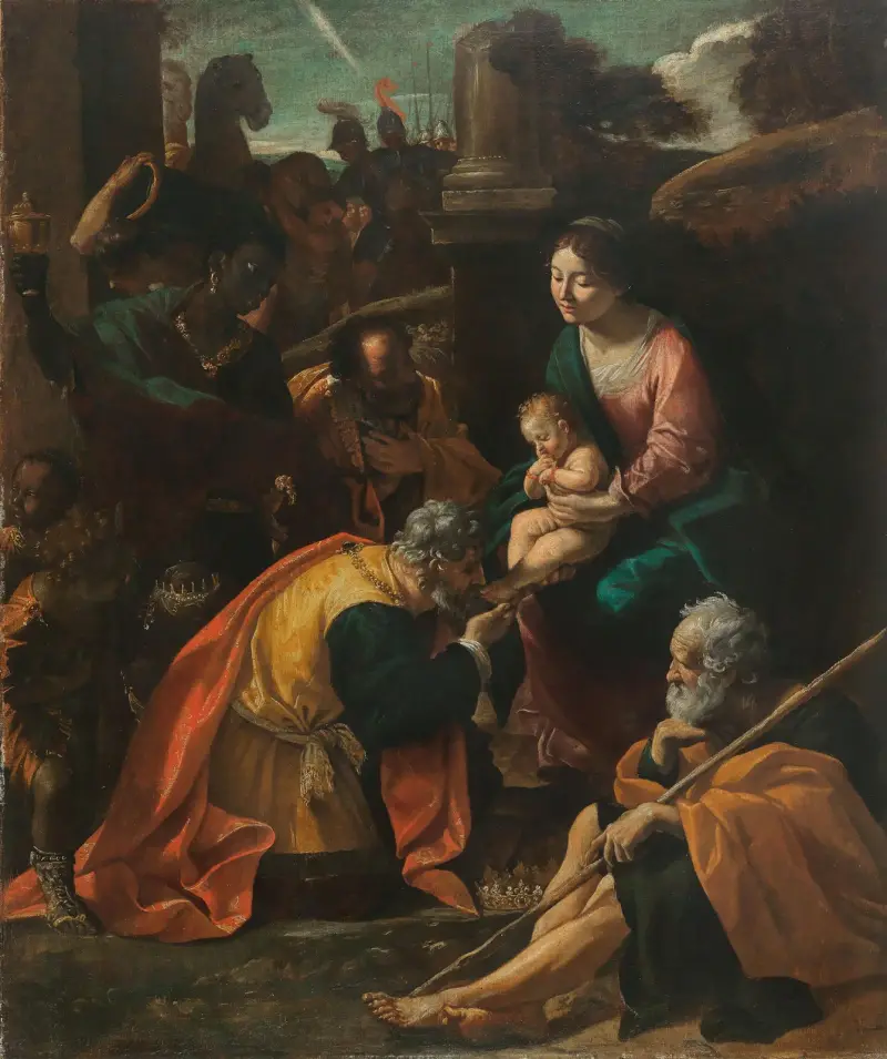 De tre vise männens tillbedjan av Giovanni Lanfranco