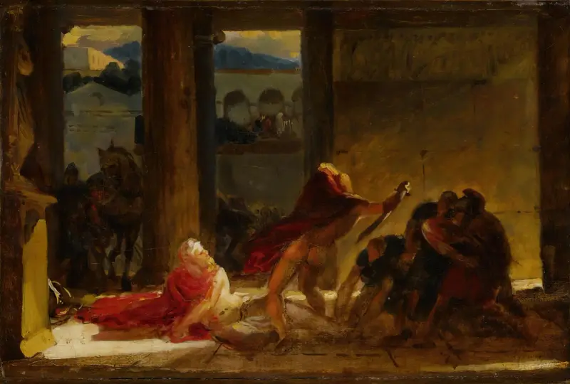 Pyrrhos död av Anne Louis Girodet-Trioson