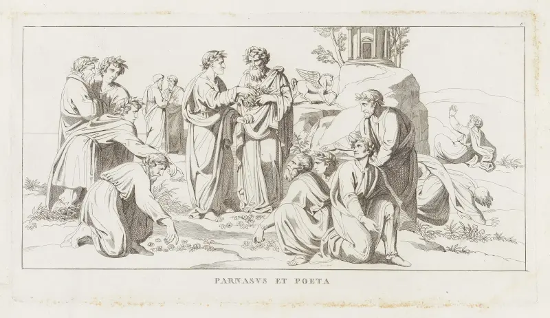 Parnass und der Dichter von Giulio Romano