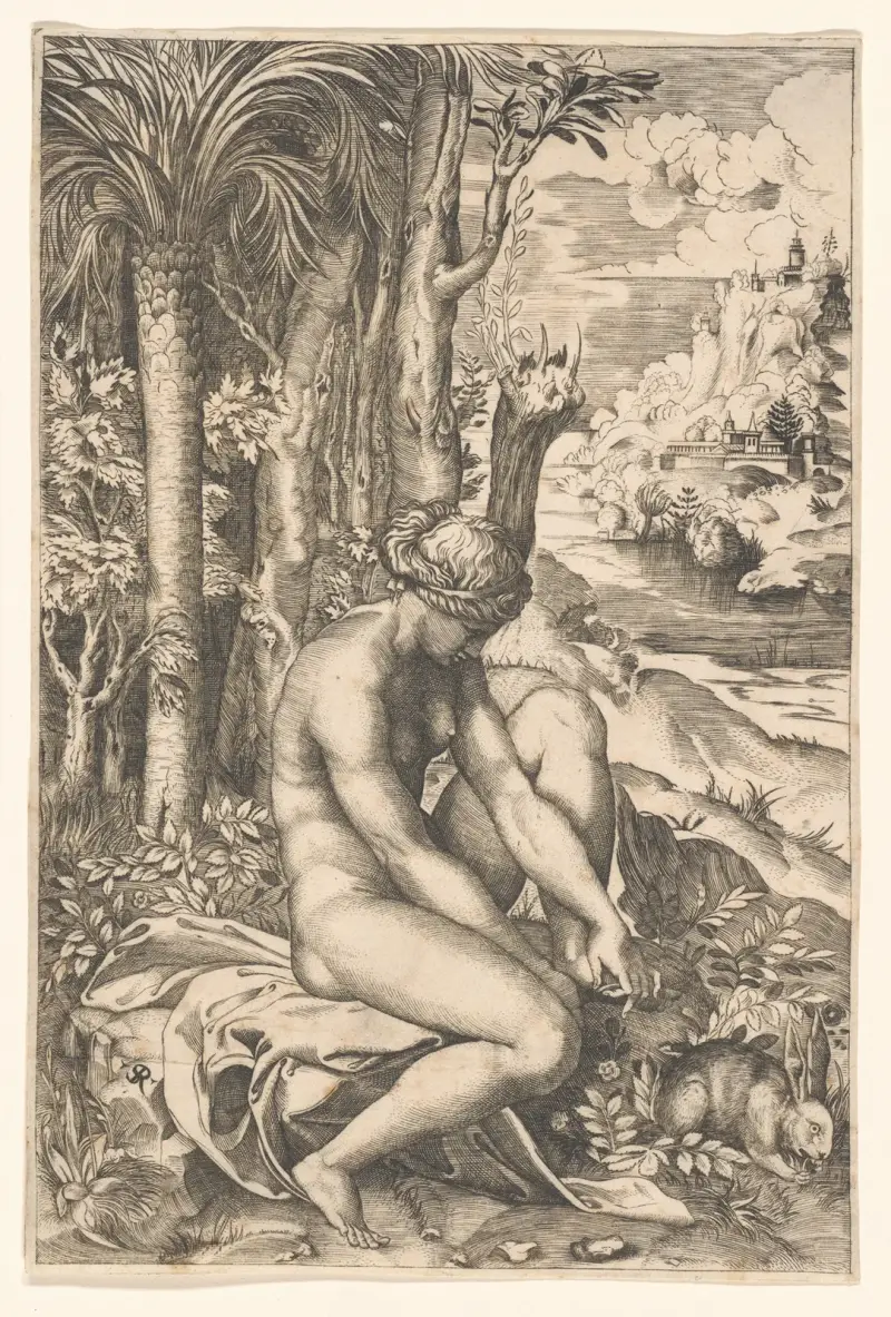 Venus sårad av rosens törne av Giulio Romano
