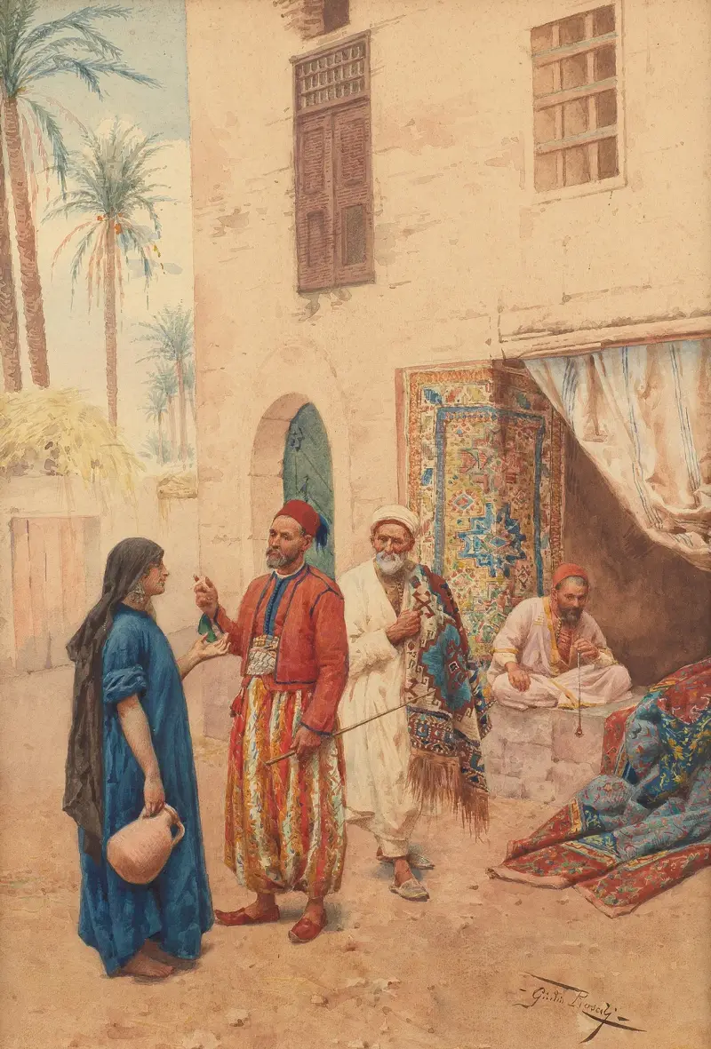 Auf einem Teppichbasar von Giulio Rosati