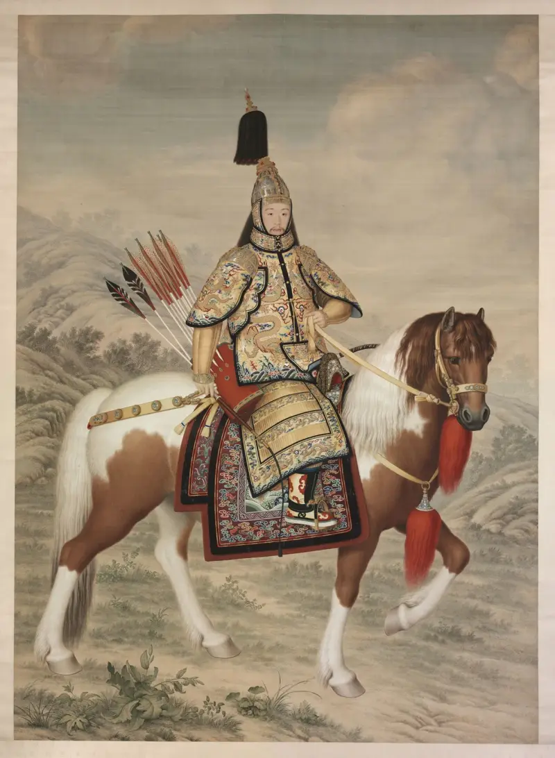 Der Qianlong-Kaiser in zeremonieller Rüstung zu Pferd, 1758 – Nr. 1 von Giuseppe Castiglione