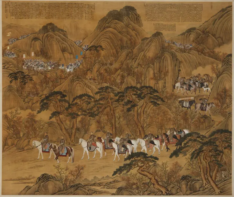 Kejsar Qianlongs hjortjakt (郎世宁哨鹿图轴), Giuseppe Castiglione